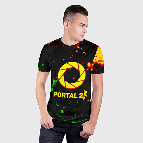 Мужская спорт-футболка Portal кислотные краски / 3D-принт – фото 3