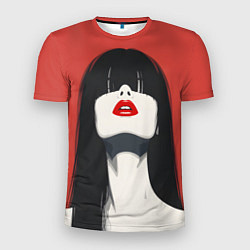 Футболка спортивная мужская Девушка на красном фоне, цвет: 3D-принт