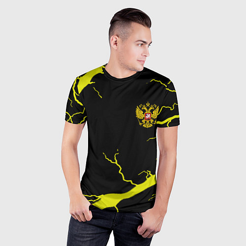 Мужская спорт-футболка Россия шторм герб / 3D-принт – фото 3