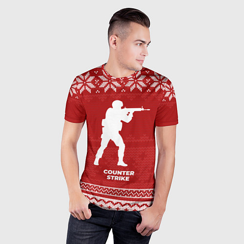 Мужская спорт-футболка Новогодний Counter Strike / 3D-принт – фото 3