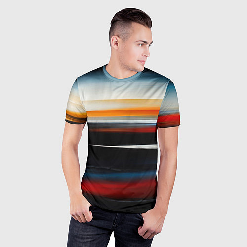Мужская спорт-футболка Полосы разных цветов / 3D-принт – фото 3