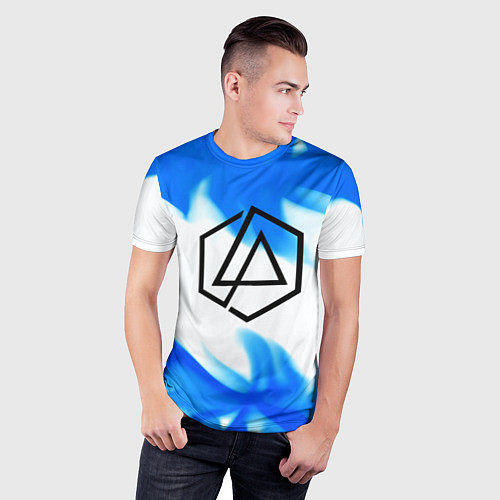 Мужская спорт-футболка Linkin park blue flame / 3D-принт – фото 3