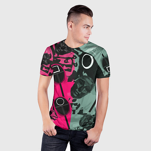 Мужская спорт-футболка Маски из игры в кальмара / 3D-принт – фото 3