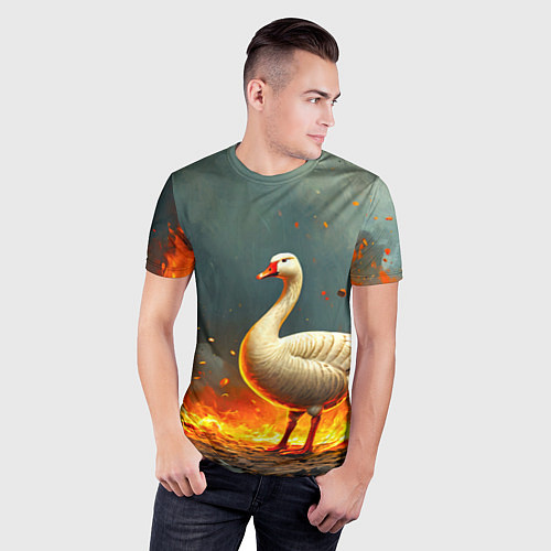 Мужская спорт-футболка Гусь в огне / 3D-принт – фото 3