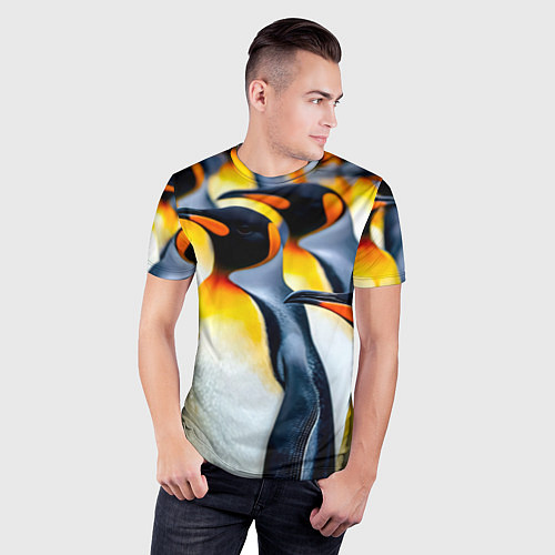 Мужская спорт-футболка Стая пингвинов / 3D-принт – фото 3