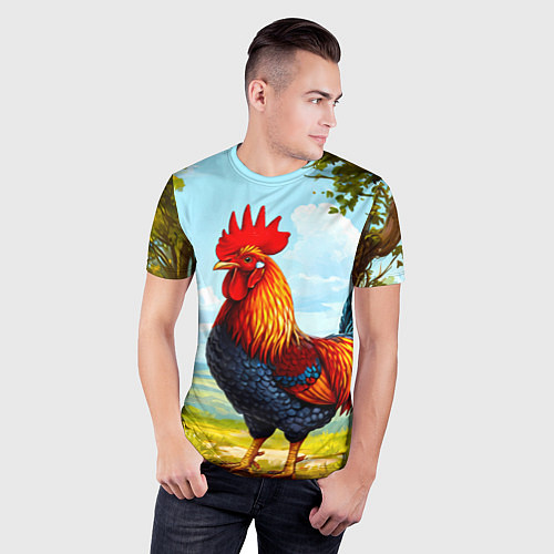 Мужская спорт-футболка Петушок / 3D-принт – фото 3
