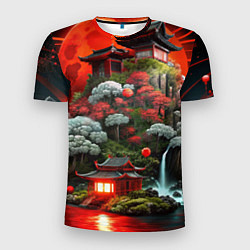 Футболка спортивная мужская Японская гора природа, цвет: 3D-принт