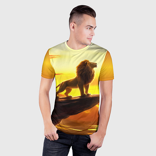 Мужская спорт-футболка Лев на закате на горе / 3D-принт – фото 3