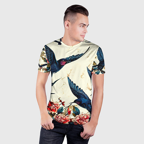 Мужская спорт-футболка Стая ласточек / 3D-принт – фото 3