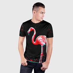 Футболка спортивная мужская Фламинго на черном, цвет: 3D-принт — фото 2