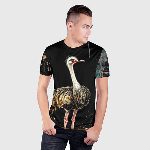 Мужская спорт-футболка Страус / 3D-принт – фото 3