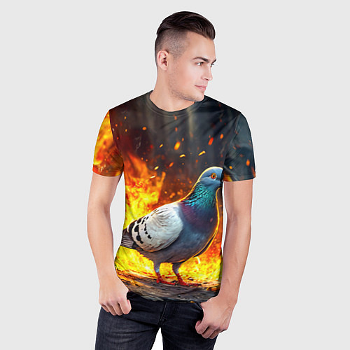 Мужская спорт-футболка Голубь в огне / 3D-принт – фото 3