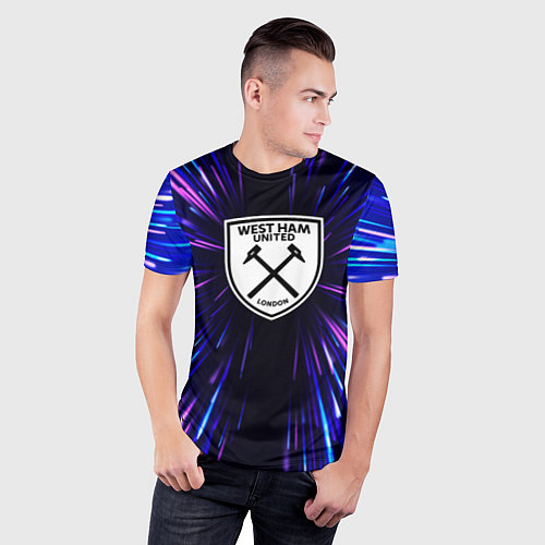 Мужская спорт-футболка West Ham neon energy / 3D-принт – фото 3