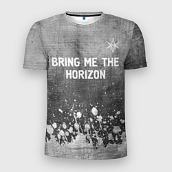 Футболка спортивная мужская Bring Me the Horizon - grey gradient посередине, цвет: 3D-принт
