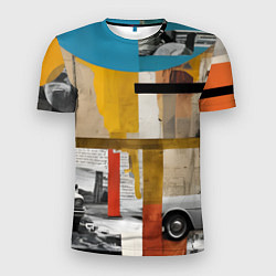 Мужская спорт-футболка Ретро коллаж с автомобилем