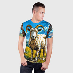 Футболка спортивная мужская Горный козел, цвет: 3D-принт — фото 2