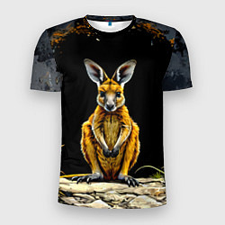 Футболка спортивная мужская Кенгуру на черном, цвет: 3D-принт