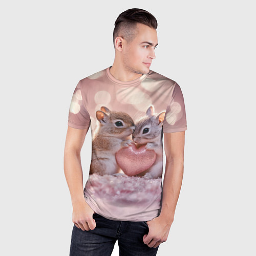 Мужская спорт-футболка Влюбленные белочки с сердечком / 3D-принт – фото 3