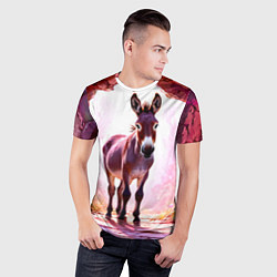 Футболка спортивная мужская Осел в розовом свете, цвет: 3D-принт — фото 2