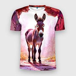 Футболка спортивная мужская Осел в розовом свете, цвет: 3D-принт