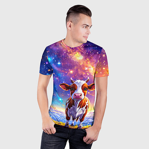 Мужская спорт-футболка Коровка и звездное небо / 3D-принт – фото 3