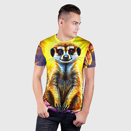 Мужская спорт-футболка Сурикат в яркиз лучах солнца / 3D-принт – фото 3