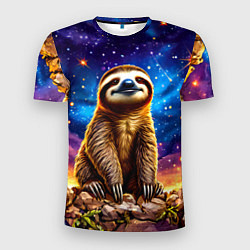 Футболка спортивная мужская Ленивец и звездное небо, цвет: 3D-принт