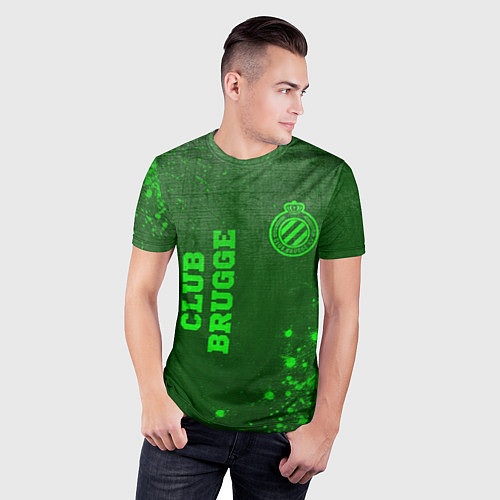 Мужская спорт-футболка Club Brugge - green gradient вертикально / 3D-принт – фото 3