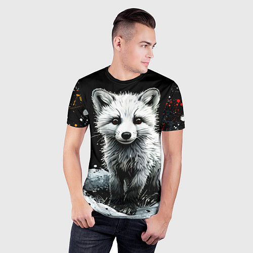 Мужская спорт-футболка Песец на черном / 3D-принт – фото 3