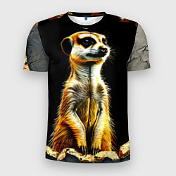 Футболка спортивная мужская Сурикат на черном, цвет: 3D-принт