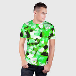 Футболка спортивная мужская Green and white abstraction on a black background, цвет: 3D-принт — фото 2