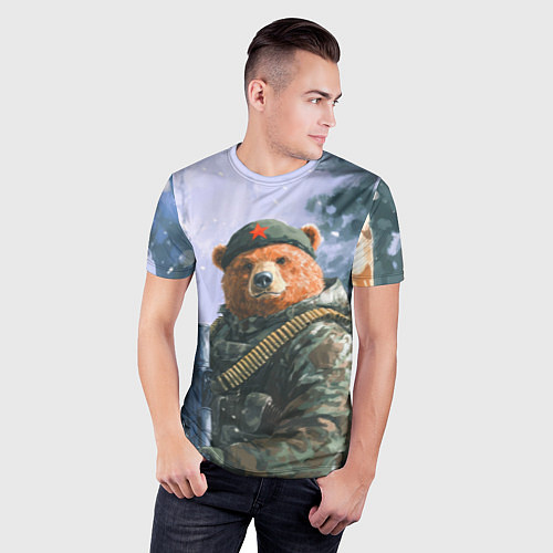 Мужская спорт-футболка Русский солдат патриот / 3D-принт – фото 3