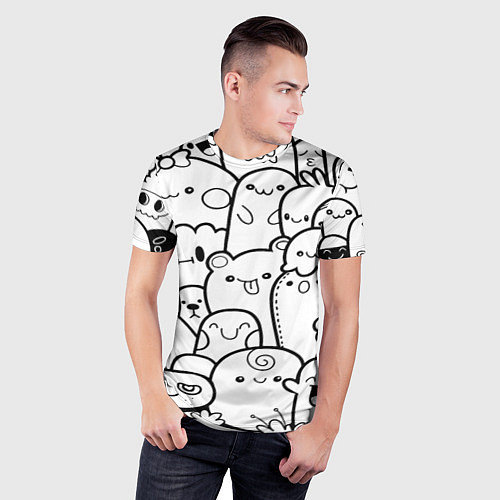 Мужская спорт-футболка Doodle monsters / 3D-принт – фото 3