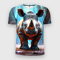 Футболка спортивная мужская Носорог в лучах, цвет: 3D-принт