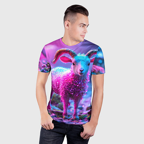 Мужская спорт-футболка Козлик в розовом / 3D-принт – фото 3