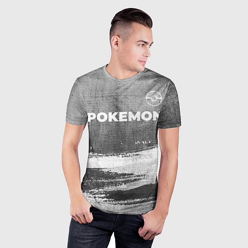 Мужская спорт-футболка Pokemon - grey gradient посередине / 3D-принт – фото 3