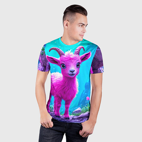 Мужская спорт-футболка Розовый козлик / 3D-принт – фото 3