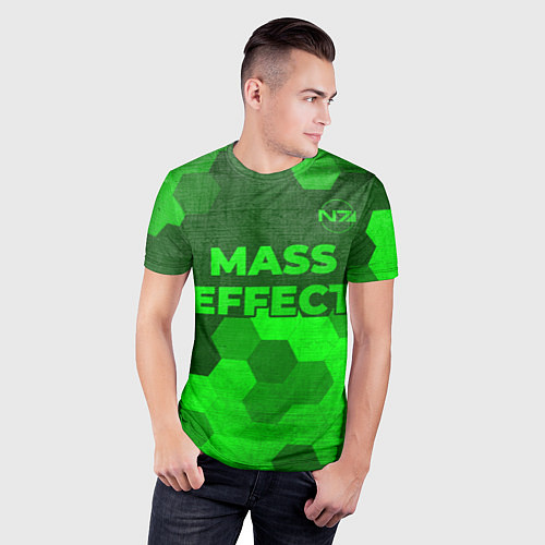 Мужская спорт-футболка Mass Effect - green gradient посередине / 3D-принт – фото 3