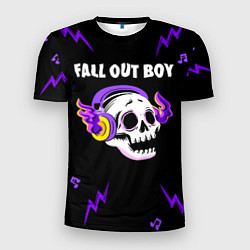 Футболка спортивная мужская Fall Out Boy неоновый череп, цвет: 3D-принт