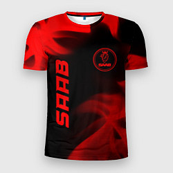 Мужская спорт-футболка Saab - red gradient вертикально