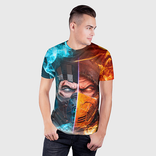 Мужская спорт-футболка Mortal Kombat - Саб-зиро и Скорпион / 3D-принт – фото 3