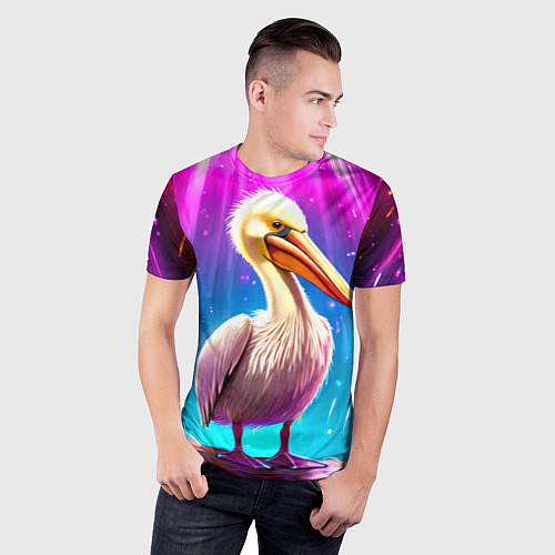 Мужская спорт-футболка Пеликан в сиянии лучей / 3D-принт – фото 3
