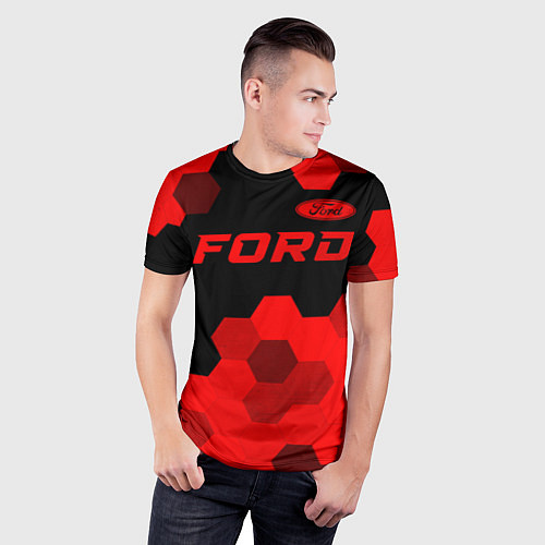 Мужская спорт-футболка Ford - red gradient посередине / 3D-принт – фото 3