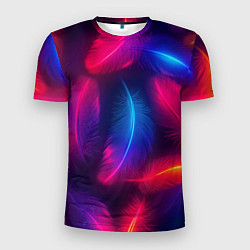 Мужская спорт-футболка Вспыхивающие перья - неоновое свечение