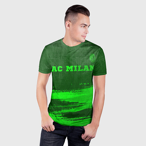 Мужская спорт-футболка AC Milan - green gradient посередине / 3D-принт – фото 3