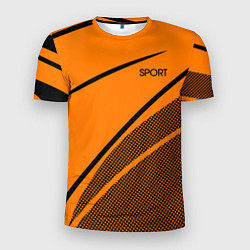 Мужская спорт-футболка Sport оранжевый с чёрным точечный