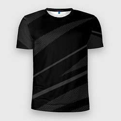 Мужская спорт-футболка Чёрный с серым абстракция полосы