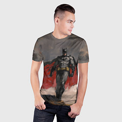 Футболка спортивная мужская Бэтмен стоит на обрыве скалы, цвет: 3D-принт — фото 2