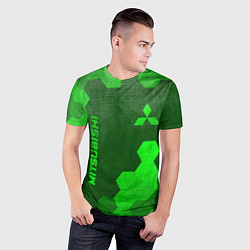Футболка спортивная мужская Mitsubishi - green gradient вертикально, цвет: 3D-принт — фото 2