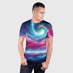 Футболка спортивная мужская Spiral neon galaxy - ai art fantasy, цвет: 3D-принт — фото 2